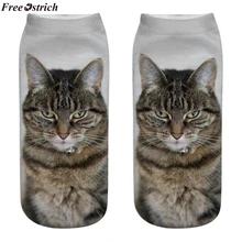 Женские 3D носки с забавным котом, короткие носки с милым принтом, брендовые модные носки унисекс, женские короткие носки с рисунками из мультфильмов, повседневные носки