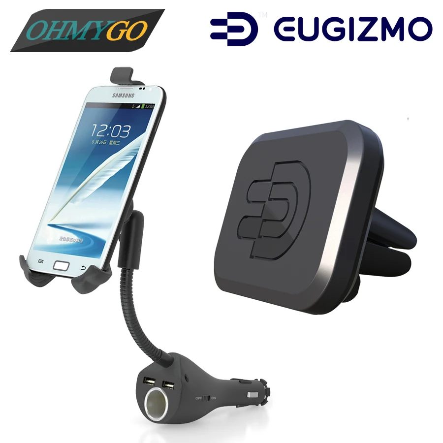 Car Phone Charger Holders with Cigarette Lighter Dual USB Charger