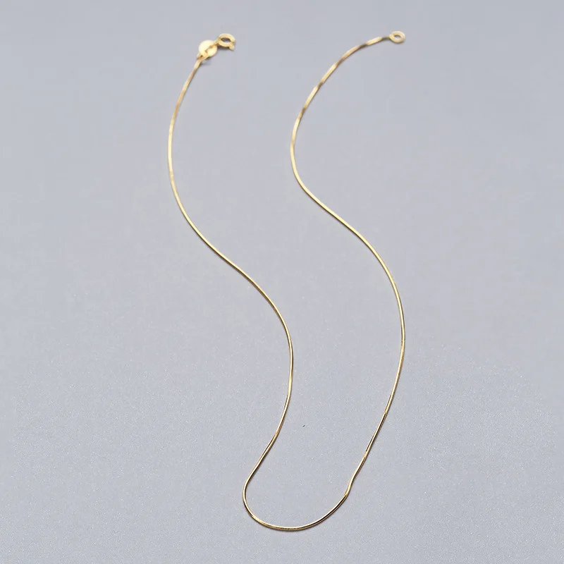 Женское Ожерелье из стерлингового серебра 925 пробы, цепочка в виде змеи, три золотых цвета, 0,6 мм, тонкое серебряное ожерелье, ювелирное изделие 925