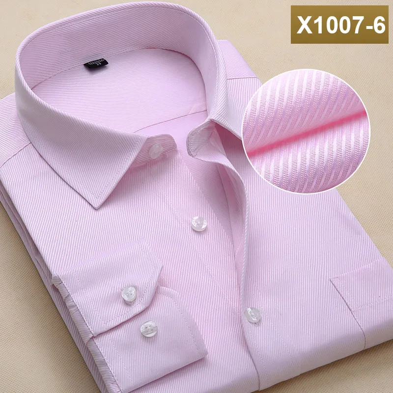 Мужские рубашки размера плюс с длинным рукавом, одноцветные деловые официальные белые мужские рубашки, модные мужские рубашки больших размеров - Цвет: X1007-6