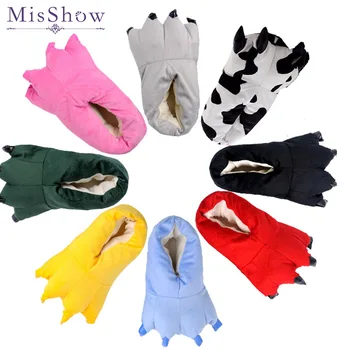 

2019 Funny Animal Paw Winter Men Women Slippers Female giraffe Claw Children Slippers Cute Plush Slippers Soft Home Indoor Shoes