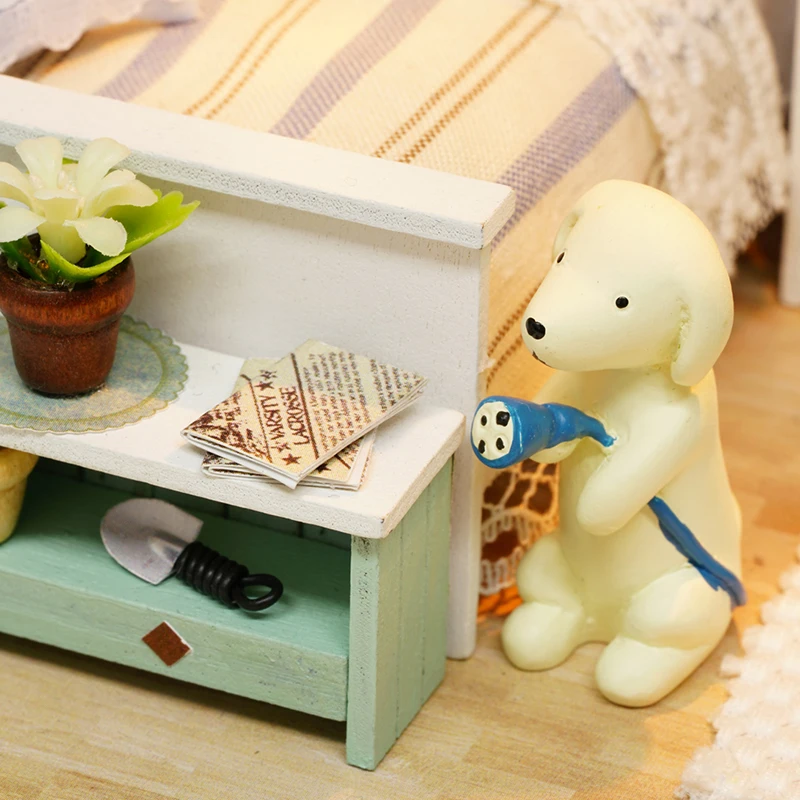 Furniture DIY Doll House Wodden Miniatura Doll Houses Furniture Kit Puzzle Handmade Dollhouse Toys For Children girl gift z007