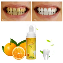 60 мл, оранжевый зуб мусс зажим для тюбика зубной пасты отбеливающие зубы удаляют недоброжелательные пятна зубов свежее дыхание очистка полости рта уход