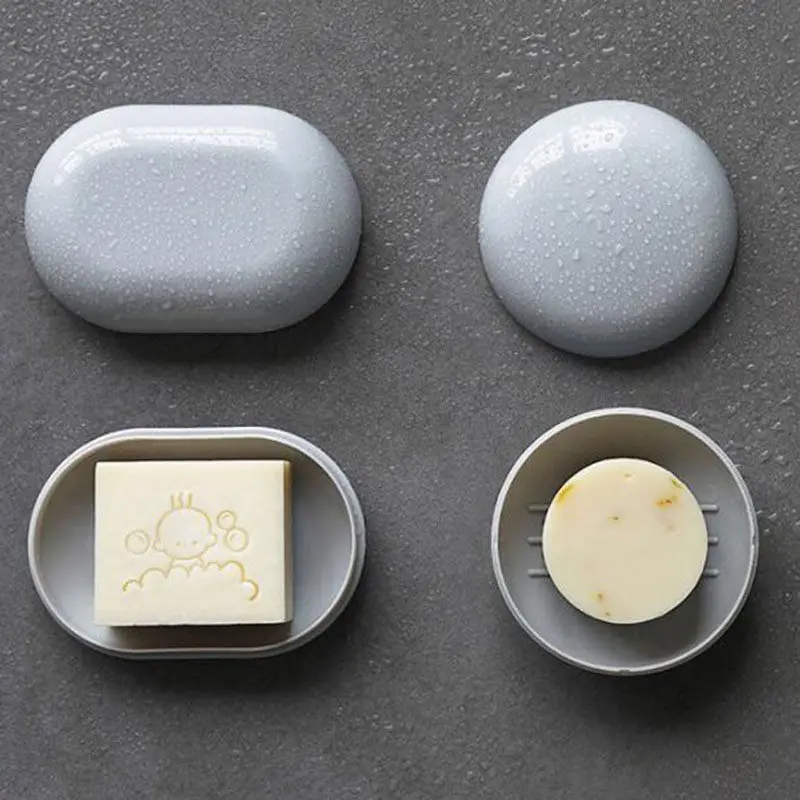 

Hot Round Solid Plastic Soap Tray Box Bathroom Drain Soap Dish Travel Portable Sealed Non Slip Soap Holder Bathroom Organizer