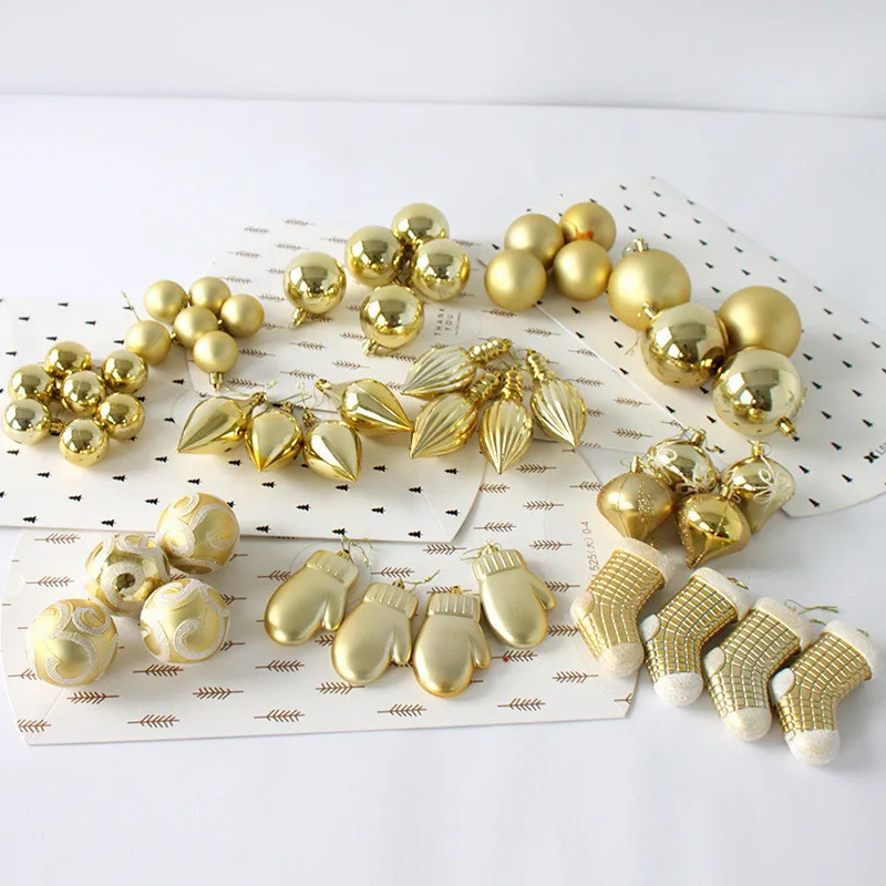 

Mixed 50PCS Christmas Balls Socks Onion Light-bulb Shape Merry Christmas Tree Hanging Decorations Xmas DIY Decor