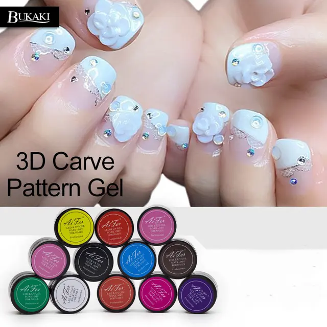 Bukaki 1pcs Fashion 12 Colors Nail Polish Uv Led Glitter Sculpture Bukaki 1pcs Fashion 12 Colors Nail Polish Uv Led Glitter Sculpture Carved Glue Gel