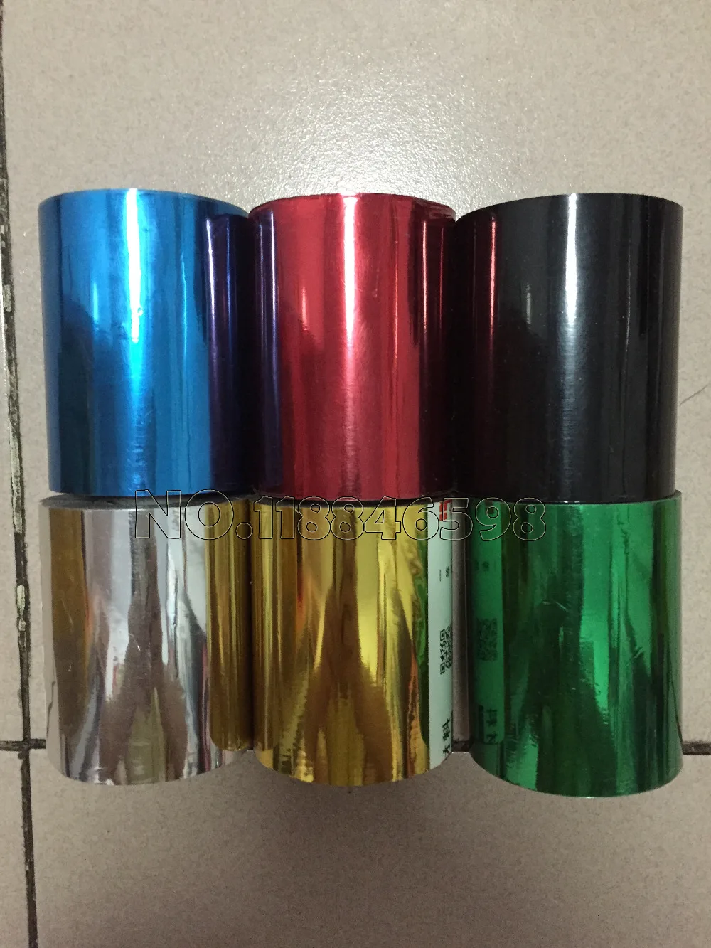 

6Rolls 6 Color 80mmx120M Silver Gold Green Blue BlackRed Hot Stamping Foil Heat Transfer Napkin Gilding PVC business Card Emboss