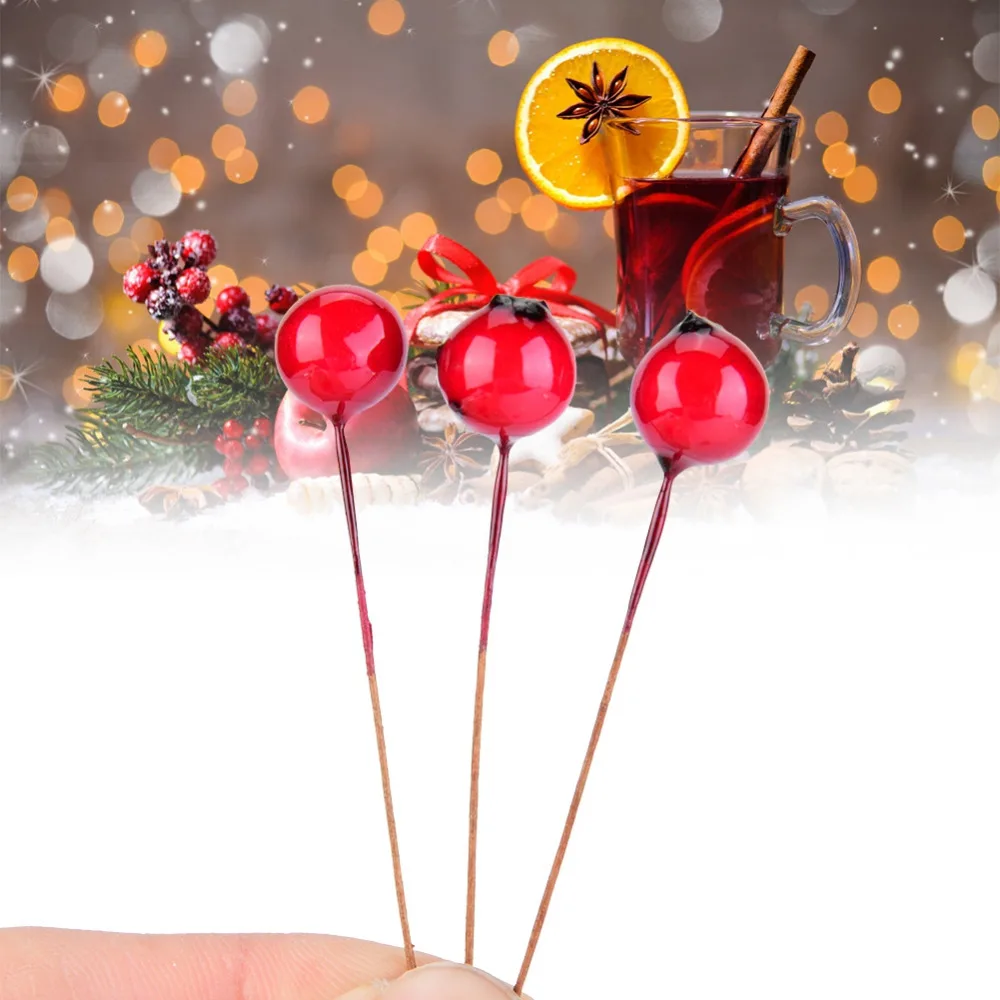 Merry Christmas 100 шт Искусственные ягоды имитация букета романтическая атмосфера DIY рождественские украшения для дома