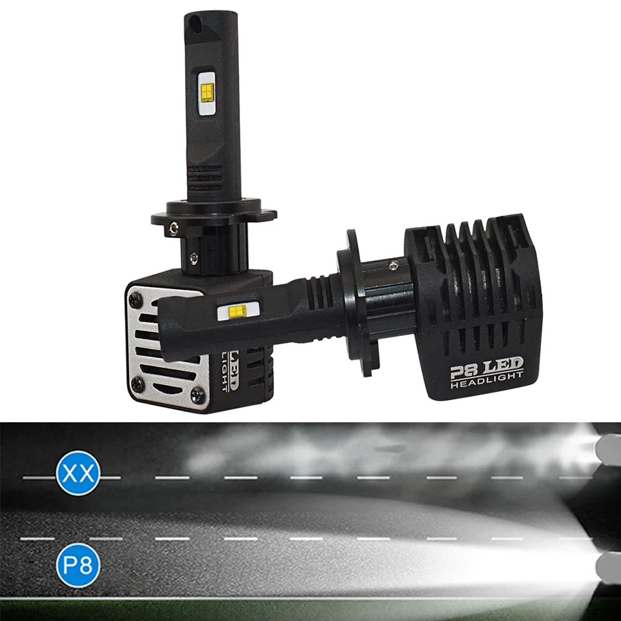 

2pcs Led Car Headlight H7 H4 80w 8000lm Hi/Low Light Bulb H8/H9/H11 Replacement Automobile Headlamp IP67 Waterproof