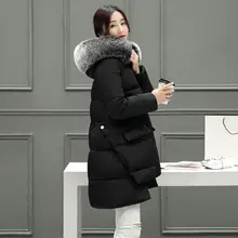 Maternity wadded jacket winter down cotton-padded jacket loose plus size fur collar outerwear medium-long maternity winter