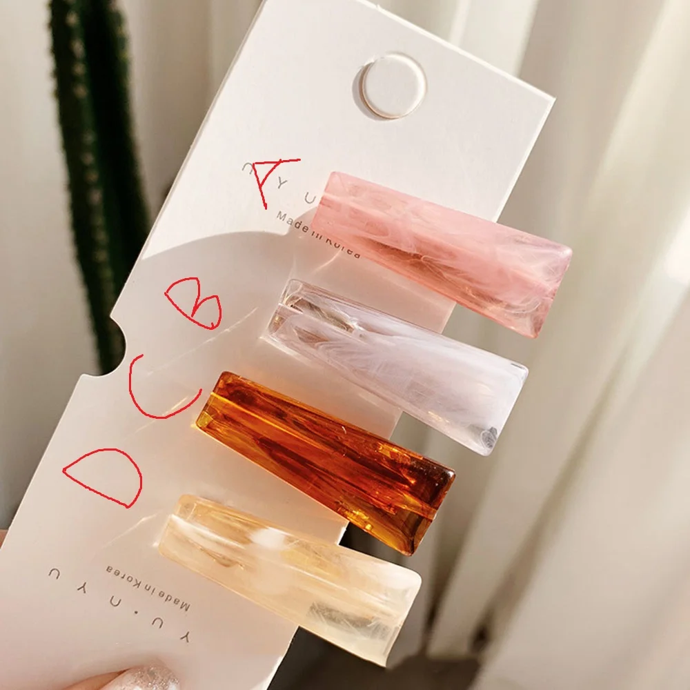 

Fashion for Women Resin Hair Clip Vintage Marble Pattern Hairpins Simple Girl Geometric Duckbill Clip Barrette Hair Accessories