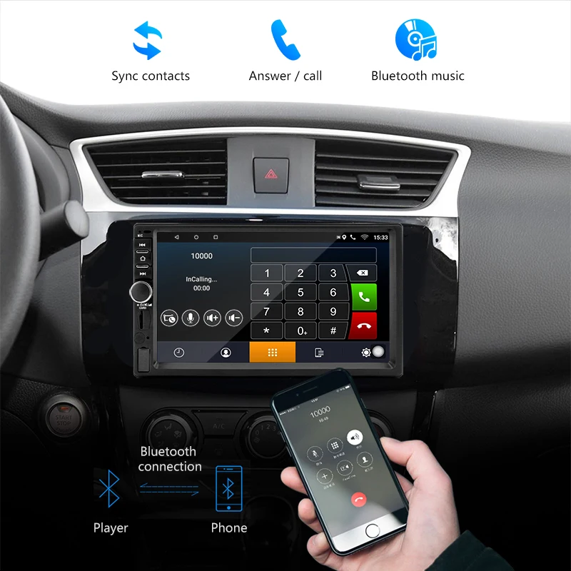Excellent Vtopek 7" dual din FM radio car radio Android multimedia control system rear camera TF Card  Touch Screen GPS 12V Universal 5