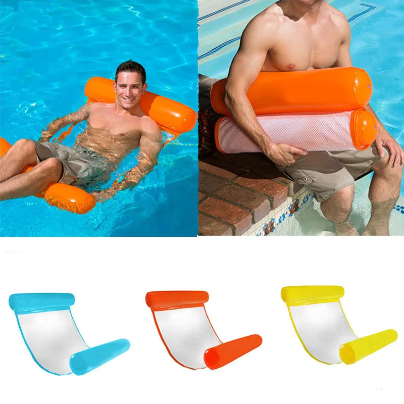 

Summer PVC Floating Water Hammock Recliner Inflatable Floating Bed Swimming Pool Lounge Float Bed Chair Swimming Ring Dropship