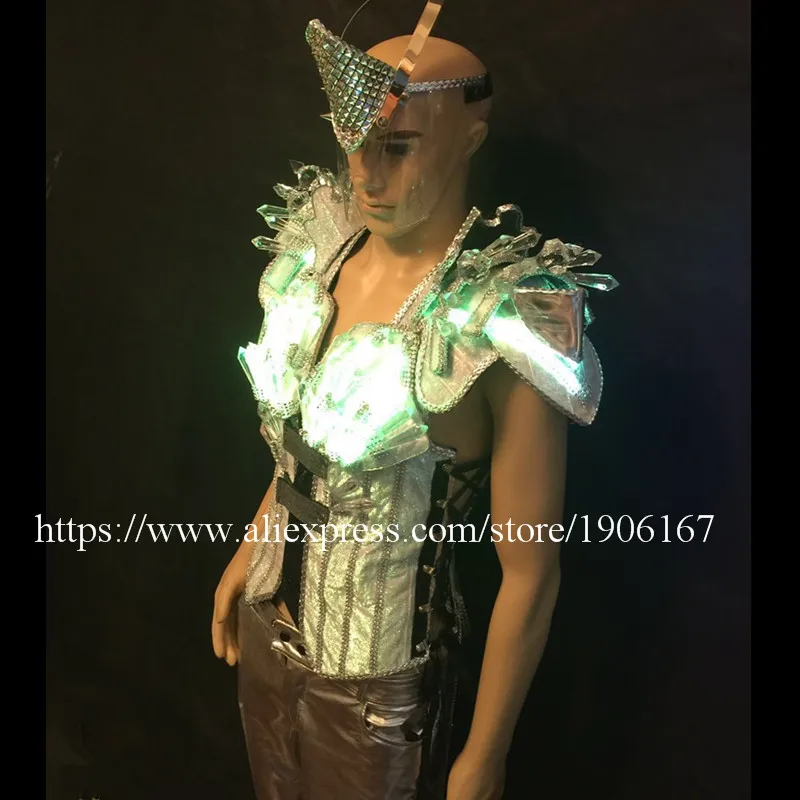 Led Luminous Performance Crystal Costumes LED Men s font b Clothing b font DJ Suits With