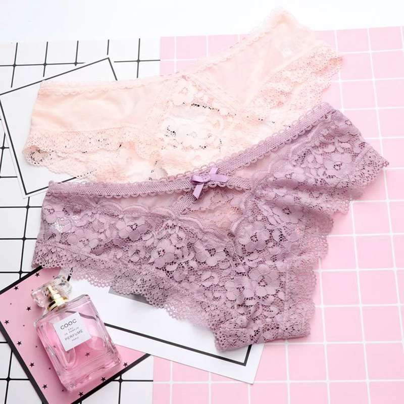

SP&CITY New Arrival Floral Embroidered Lace Underwear Women Sexy Hollow Out Panties Thong Crotch Cotton Briefs Cute Girl Panties