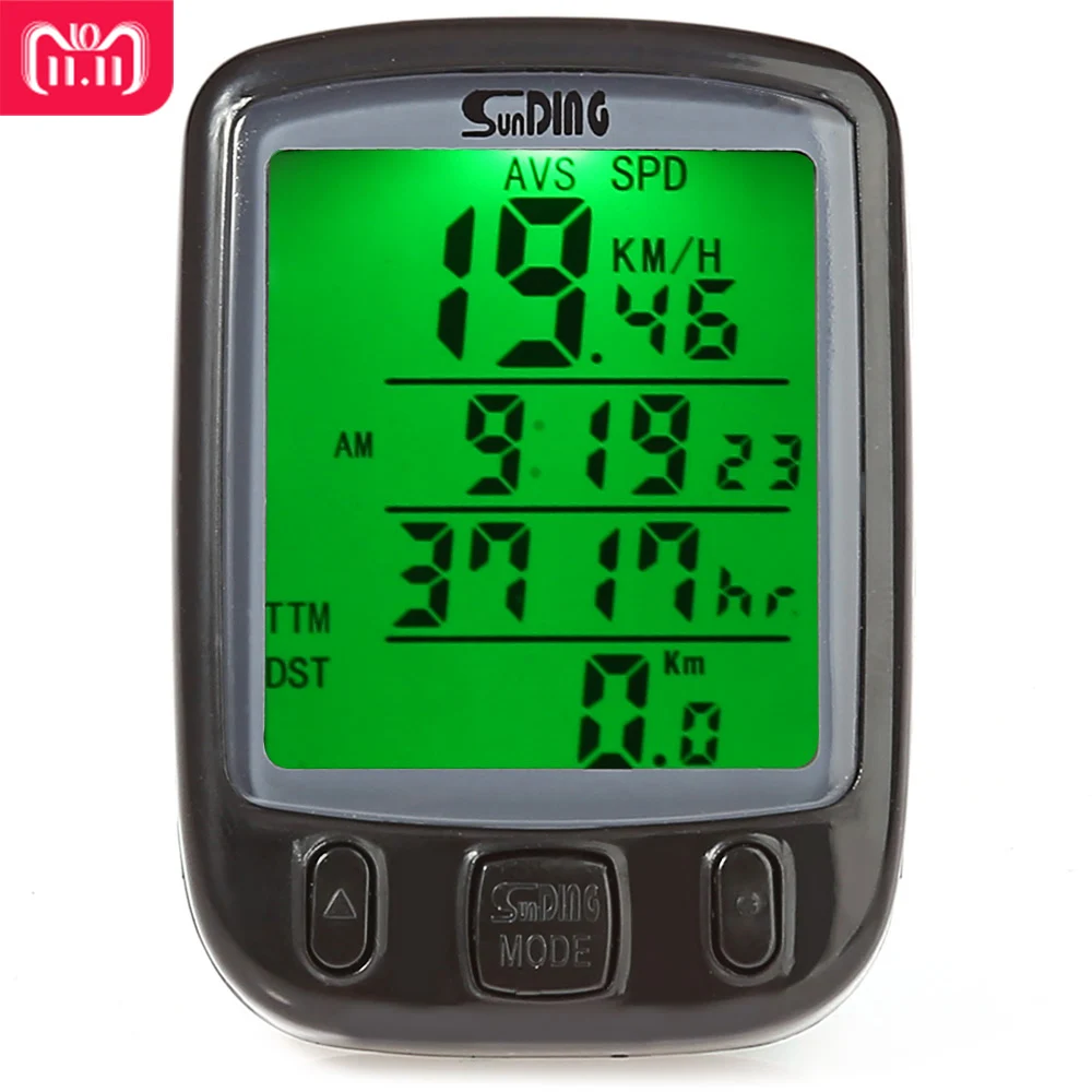 

SunDing SD-563B Bicycle Computer Water Resistant Cycling Odometer Speedometer with Green LCD Backlight Bike Computer SD - 563B