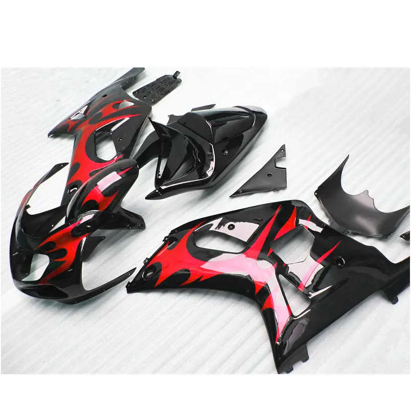 

ABS plastic Injection mold fairing set for SUZUKI 2001 2002 2003 GSXR600 GSXR 750 01 02 03 K1 big red flame body fairings parts