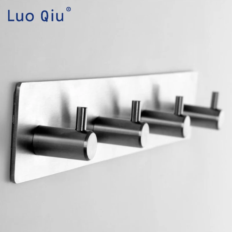 Pared percha 4 clave ganchos percha perchero de pared cuelga llaves pared autoadhesivo Home pared de la cocina puerta 2 unids/lote
