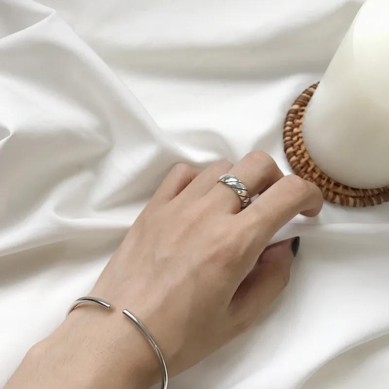 925 пробы Серебряный Круглый один круглый браслет простой тонкий провод браслеты с подвесками для женщин ювелирные изделия подарок