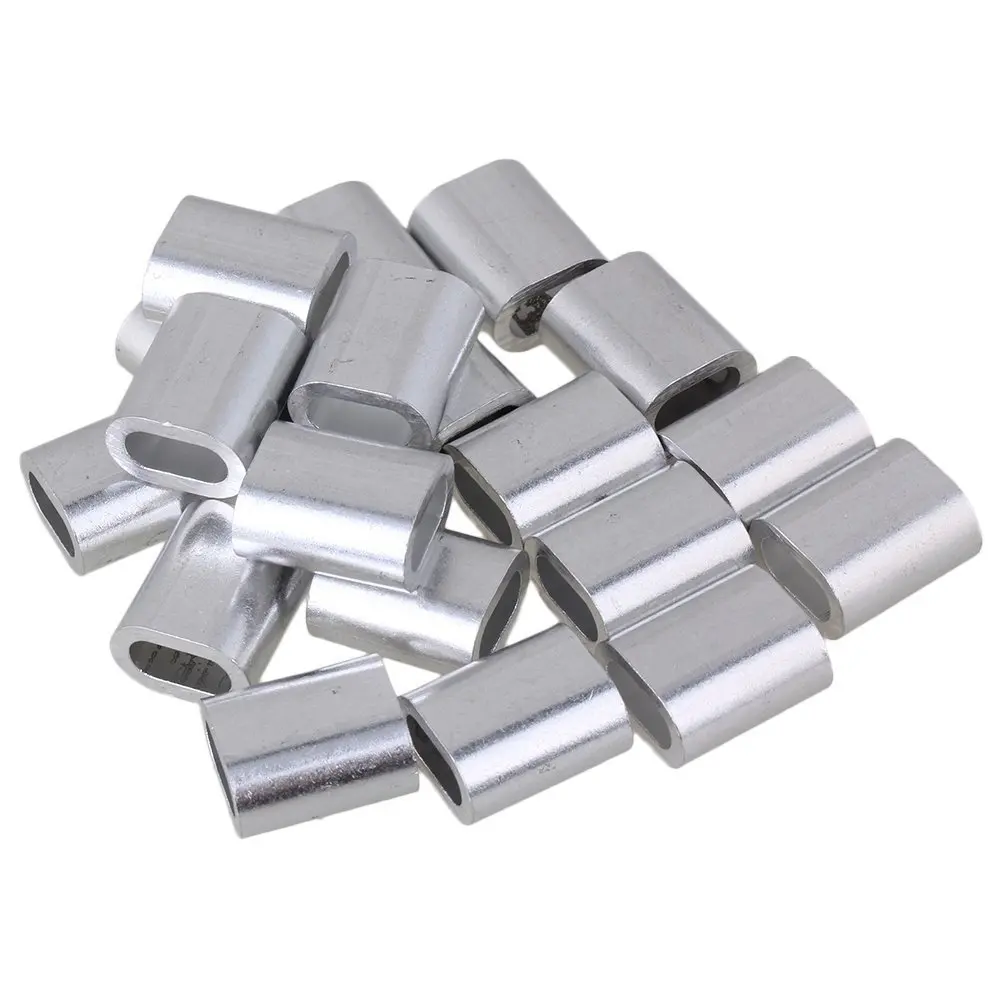 6mm Oval Shape Sliver Aluminum Crimping Loop Wire Rope Clip Sleeves
