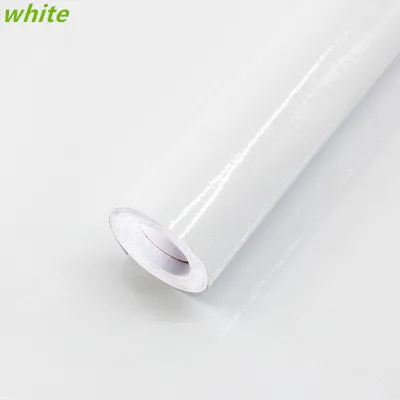 New PVC pure pearl waterproof wallpaper room self-adhesive black white wardrobe kitchen high gloss paste furniture wall stickers - Цвет: white