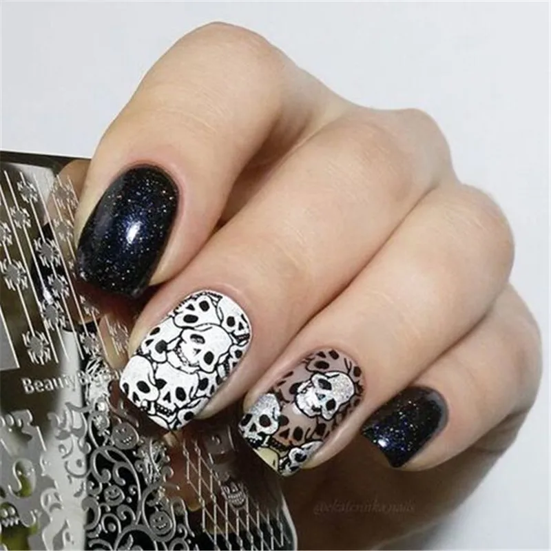 

BeautyBigBang NEW 1PC Stencil For Nail Halloween Xmas Animal Pattern Nail Template Plate Rectangle Nail Stamping Plates
