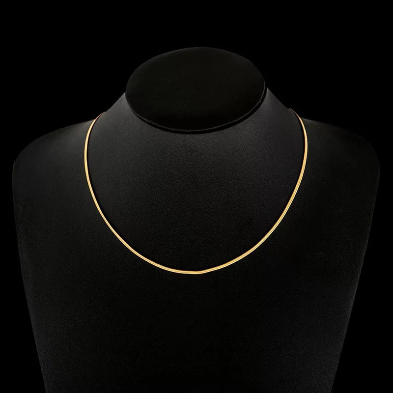 MxGxFam 45 см тонкий змея цепи ожерелья для женщин 24 К чистого золота Цвет 2 мм ширина ювелирные изделия мода свинец и никель бесплатно