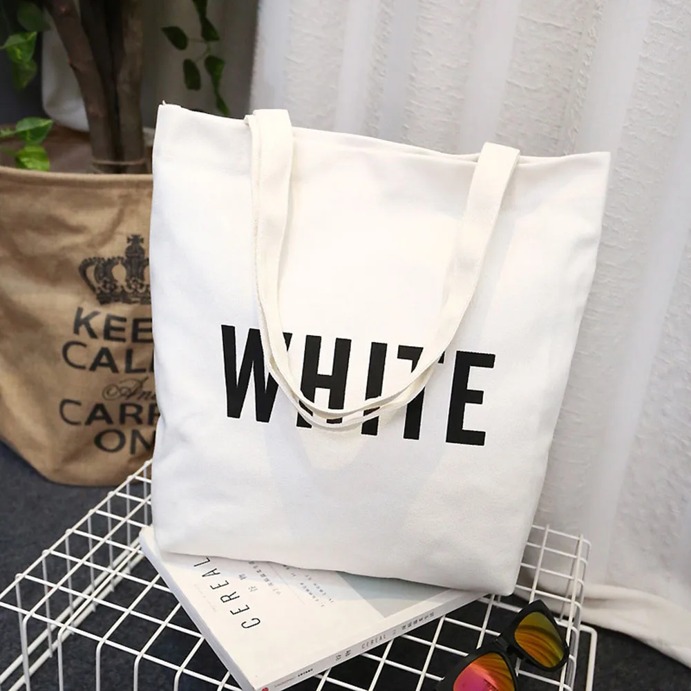 

Fashion Women Student Canvas Tote Bag Single Shoulder Bag Shopping Bag Letter Printing Cotton Small Fresh Purse Pouch