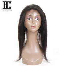 HC Hair 360 Lace Frontal With Baby Hair 1 Bundle Brazilian Straight Hair Closure 100% Remy Human Hair Natural Color Pre Plucked