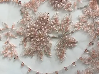 

heavy beaded lace fabric, super delicate lace, vintage style bridal lace fabric, beading cord lace