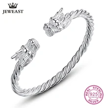 Браслет из стерлингового серебра 999 пробы в форме скручивающейся веревки с головой дракона, Открытый Цельный браслет, ювелирные изделия для пар, подарок на день рождения, Классические мужские браслеты