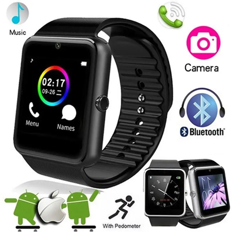 

Bluetooth Smart Watch Men Women Message Remind Health Camera Pedometer Touch Run Sport Watch Support TF Sim Card For Android IOS