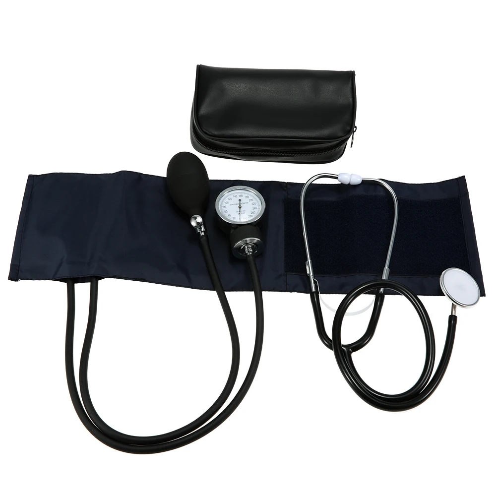 

Stethoscope & Upper Arm Blood Pressure Monitor Aneroid With Storage Bag Sphygmomanometer Cuff Kit Tonometer Health Care Kit