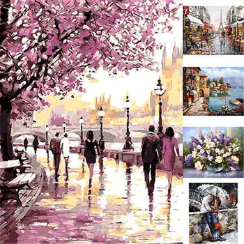 

New DIY Digital Oil Painting Kit Paint by Numbers on Canvas Scenery Home Decor