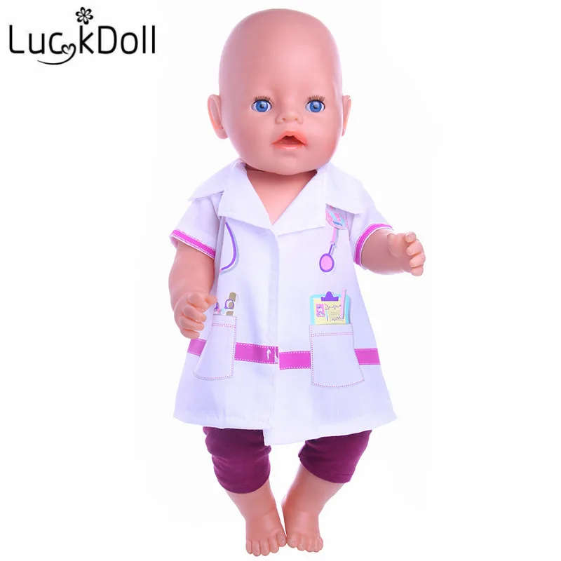 LUCKDOLL доктор Косплей Костюм подходит 18 дюймов Американский 43 см Кукла одежда аксессуары, игрушки для девочек, поколение, подарок на день рождения