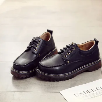 

QPFJQD High Quality Woman Winter Boots Genuine Split Leather Ladies England Ankle Booties Female Retro Flat Shoes Spring Autumn