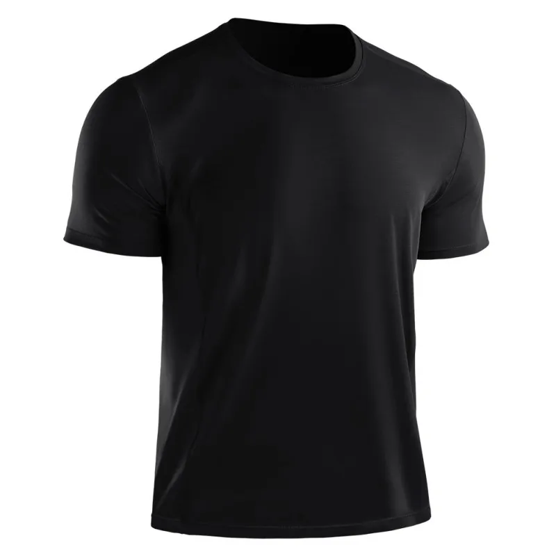 Мужские футболки для тренировок быстросохнущие с коротким рукавом, наружная тренировочная спортивная одежда, дышащий, сетчатый, для бега майка для бодибилдинга для мужчин - Цвет: Черный