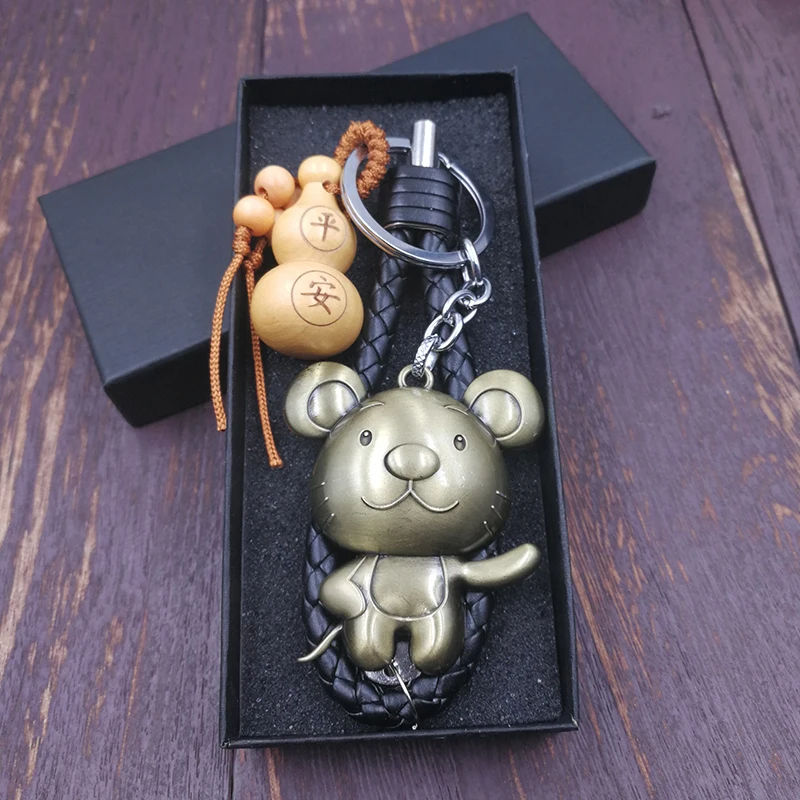 Fashion Metal Keychain Alloy Chinese Zodiac Llavero Charm Cock,Horse,Monkey,Dog,Pig Key Chain Auto/Bag Leather Key Ring Pendant