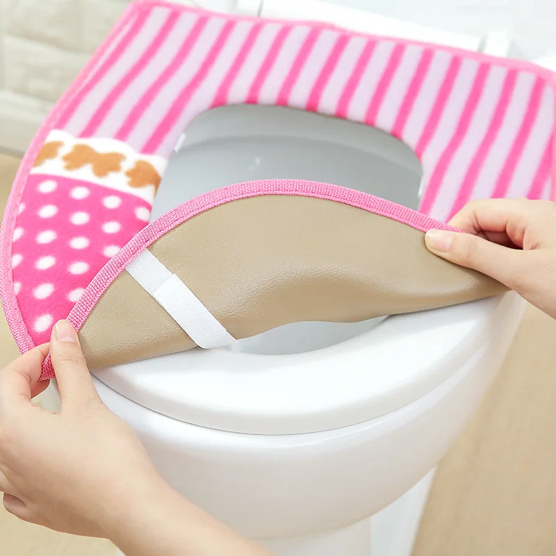 

1pc Thicken Plush Washable Bathroom Toilet Seat Cover Mat Lid Closestool Cloth Warm wc Washable Cloth Seat Cover Pads
