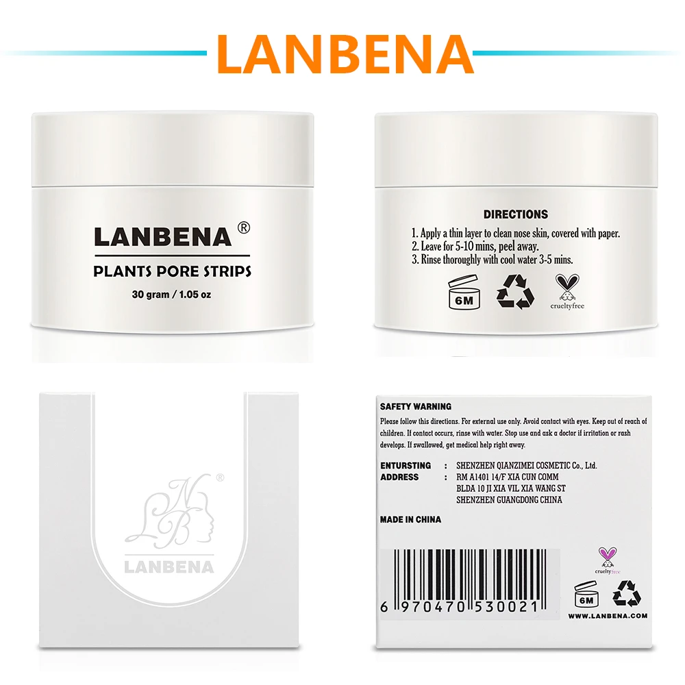 

2017 New Style LANBENA Blackhead Remover Nose Mask Pore Strip Black Mask Peeling Acne Treatment Black Deep Cleansing Skin Care