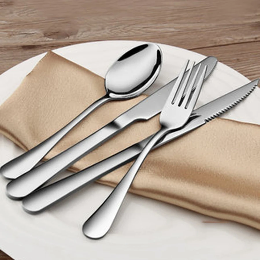 

Thick Stainless Steel Dinnerware Set Steak Knife Fork Spoon Cutlery Plate Set Western Cutlery Two-piece Fork Three Pieces D6J01
