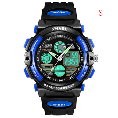 Светодиодный цифровые часы для мальчиков SMAEL детские часы для мальчиков и девочек подарок спортивные часы водонепроницаемые 0508 детские часы Цифровые Детские часы - Цвет: Blue S
