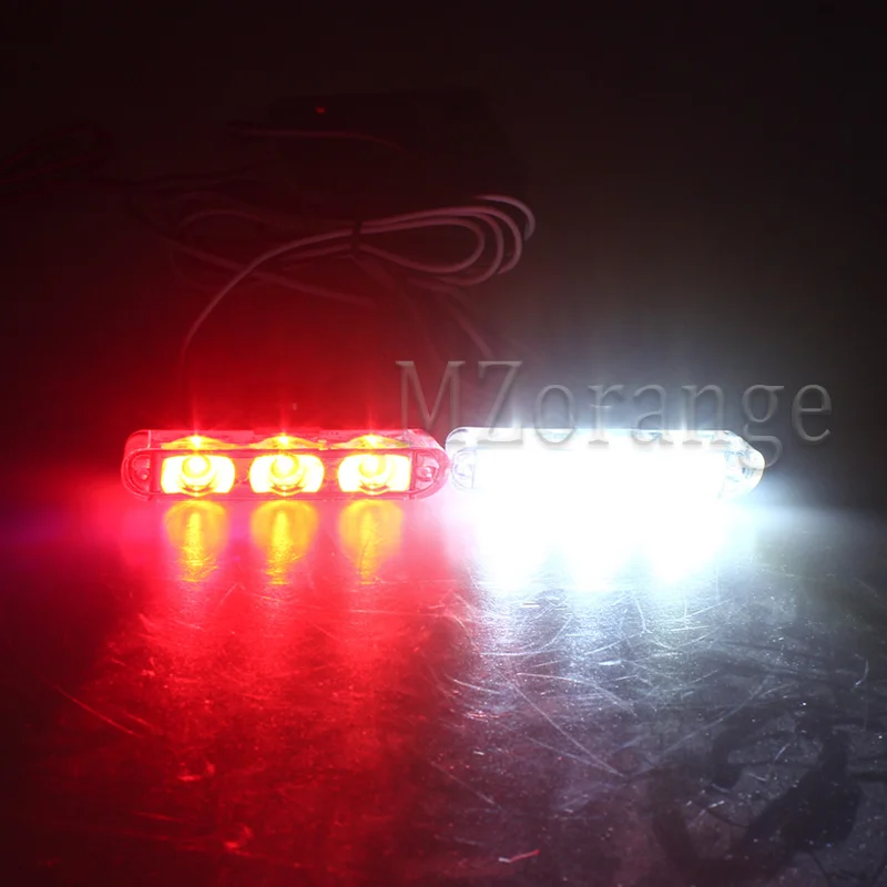 1 Red 1 White MZORANGE 2x3/светодиодный полицейский светильник скорой помощи DC 12 В автомобильный светильник мигающий пожарный светильник s стробоскоПредупреждение ющий светильник автомобильный-Стайлинг лучшее качество - Цвет: 1 Red 1 White