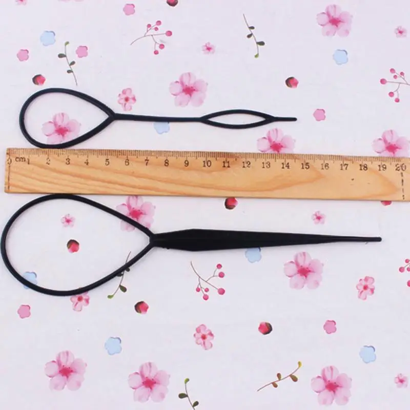 2 pcs Fashion Plastic Hair Loop Hair Braid Ponytail Maker Styling Clip Styling Tool For Girls Hairstyles