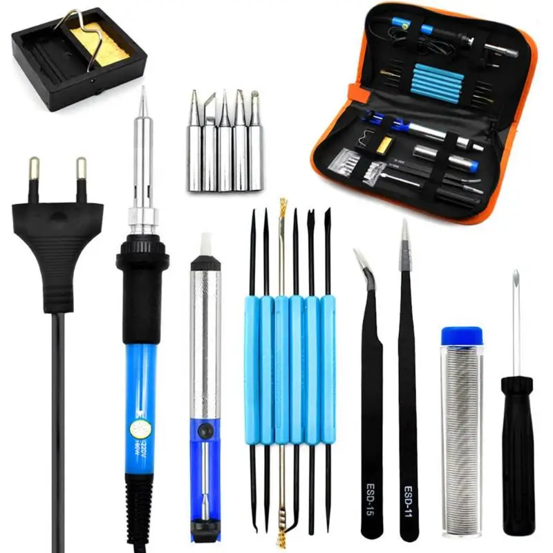 

60W 110V 220V Soldering Iron Kit Electric Adjustable Temperature Soldering Iron With Soldering Iron Tips Welding Repair Tool