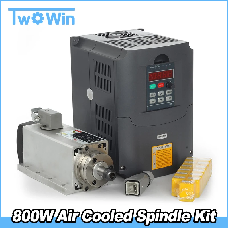 

CNC Router Spindle 800W Air Cooled Spindle Kit 0.8KW Motor + 1.5KW 220v Inverter+ 13pcs ER11 Collet