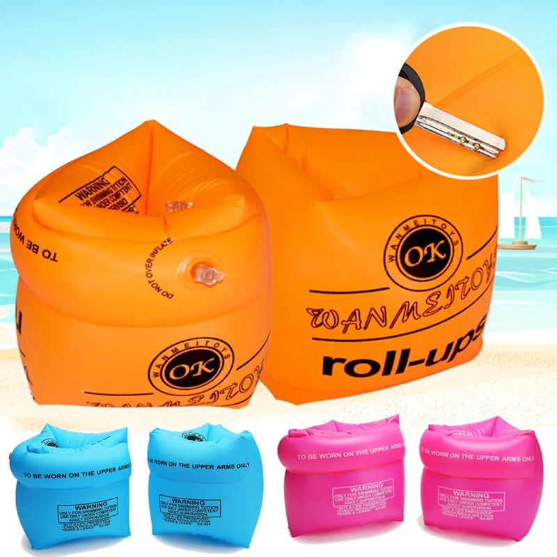 

1Pair Inflatable Arm Swimming Rings Roll-ups Swim Arm Circle Float For Adult&Child Safety Training Rings Flamingo