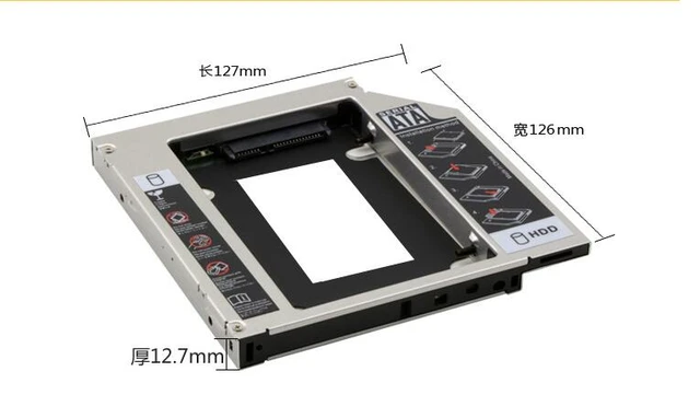 2nd SATA 2.5" HDD SSD Hard Drive Caddy 12.7mm For ASUS A53S A53SC.