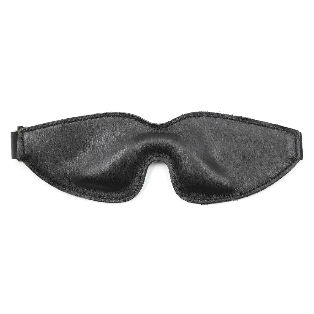 Genuine Leather Padded Blindfold w// Elastic Strap