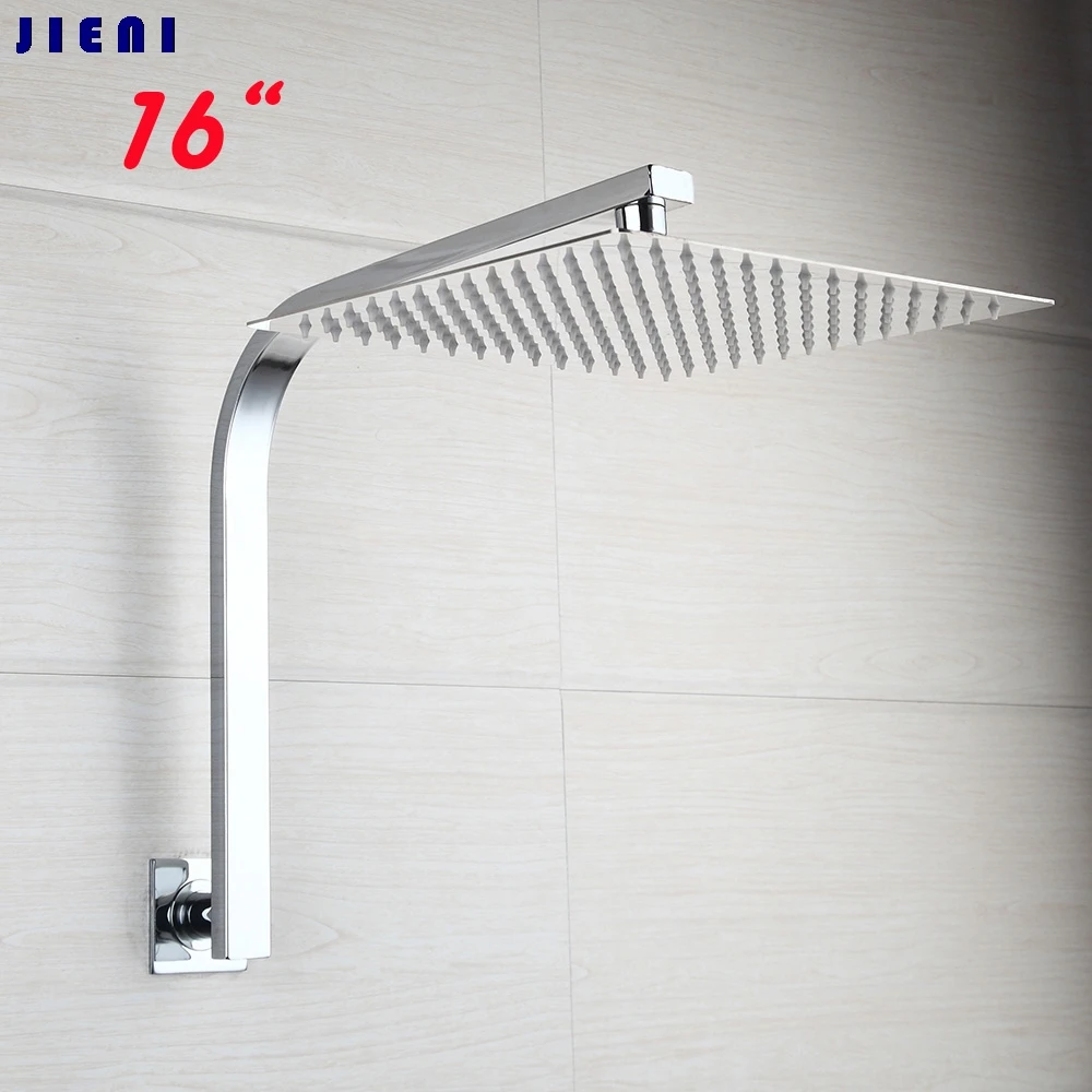 16 LED Shower Head Rainfall Tub Shower Faucet Bathtub Rain Shower Head Chrome Brass Rectangular Shower Head